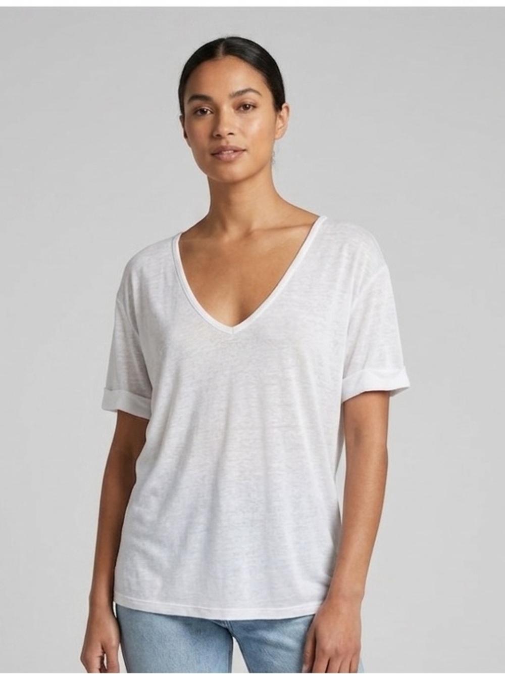 White V-Neck Tee